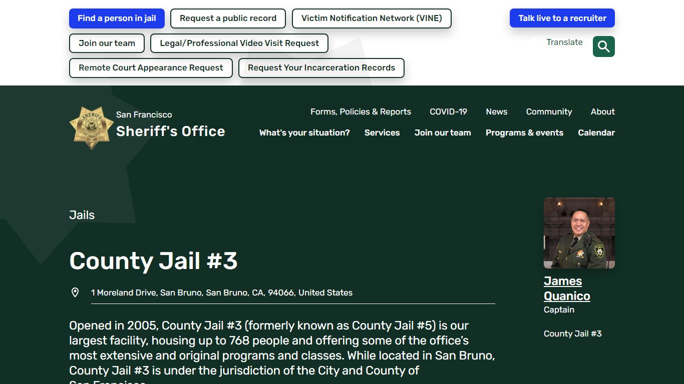 County Jail #3 | San Francisco Sheriff's Department